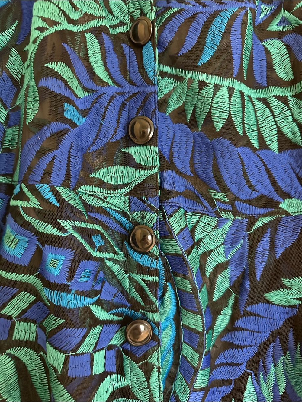 Midnight Velvet tropical embroidered mesh high-low tunic dress size 2X - Picture 2 of 7